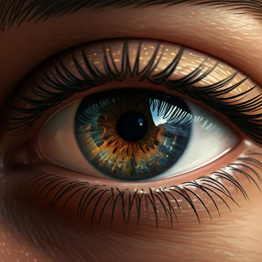 Human eye with digital reflections